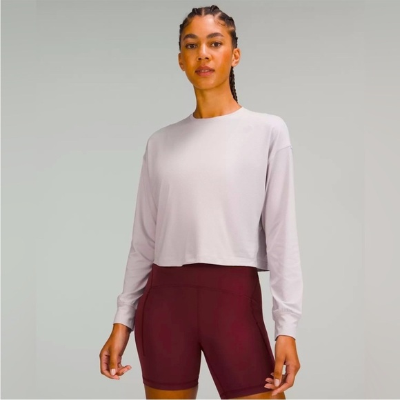 lululemon athletica Tops - Lulu Lemon Abrasion Resistant Training Long Sleeve Shirt Cropped White Size M-L